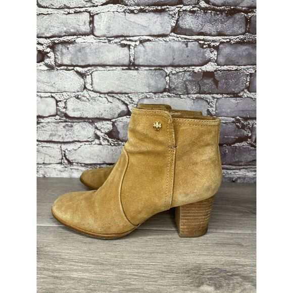 Tory Burch Tan Suede Leather Side Zipper High Heel Booties Women Sz 7.5M US/38EU - Picture 16 of 16